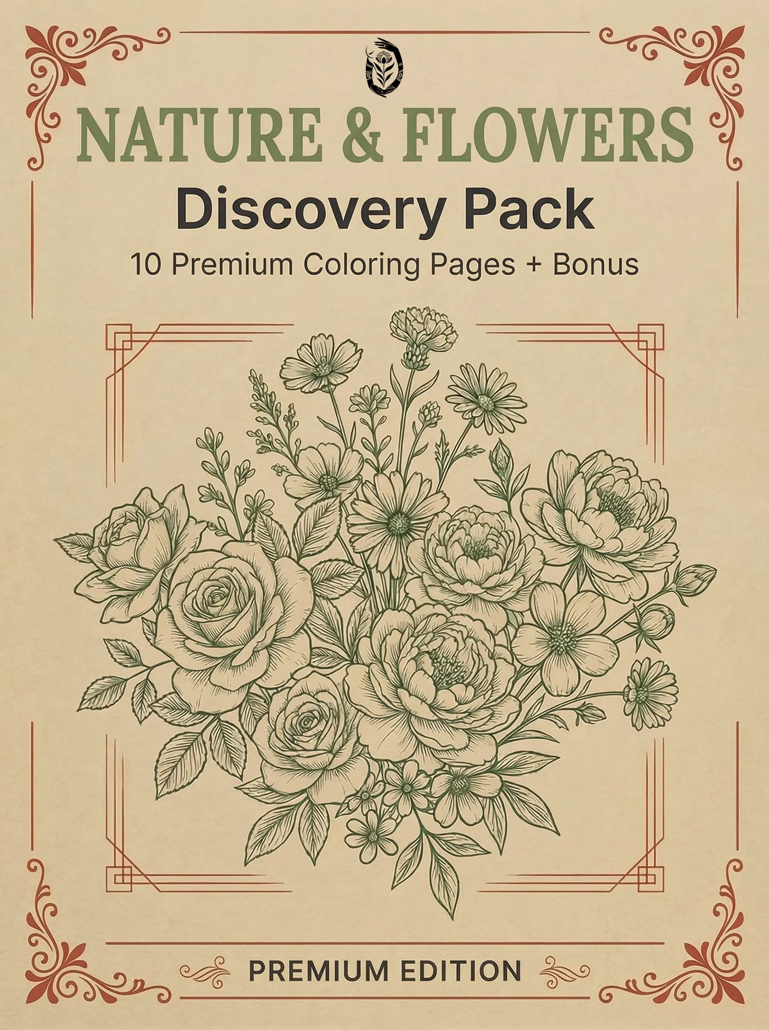 Nature & Flowers adult coloring book pack cover